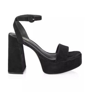 Larroude Dolly Sandals Black Suede Heels